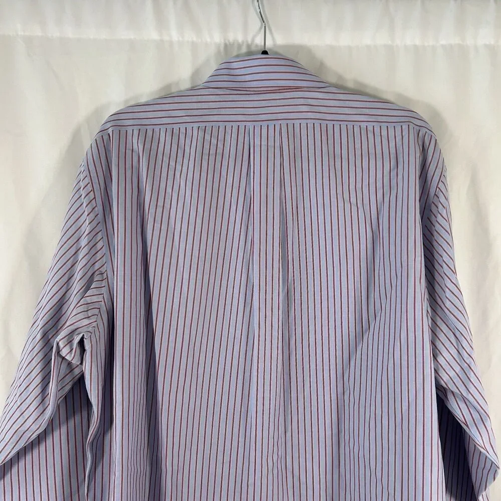 Brooks Brothers Dress Shirt Men's 16.5 32 Blue Striped Madison Button Up Long Sl